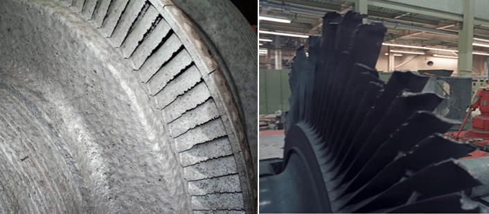 Water Damaged Turbine Moving Blades