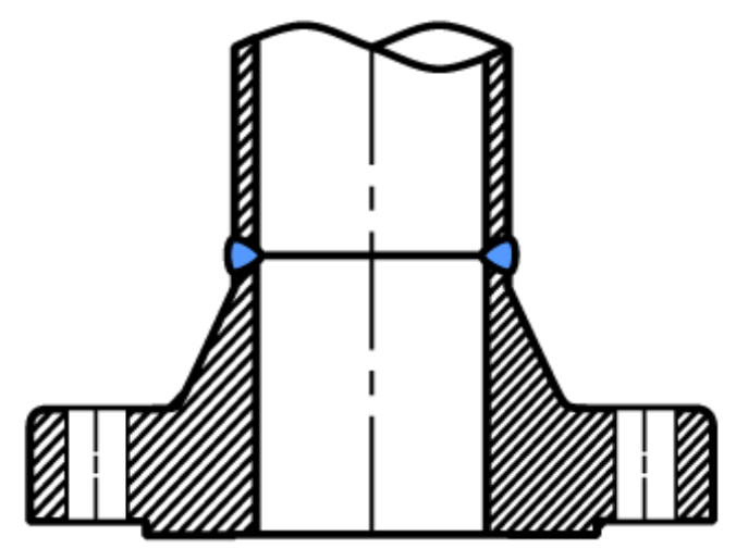 Welding Neck Flange Joined to Bevel End Pipe